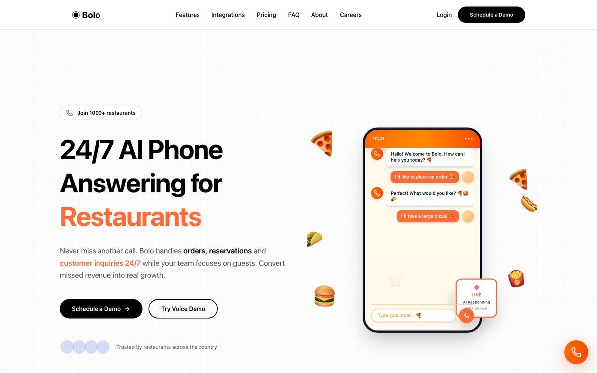 Bolo restaurant voice ordering AI