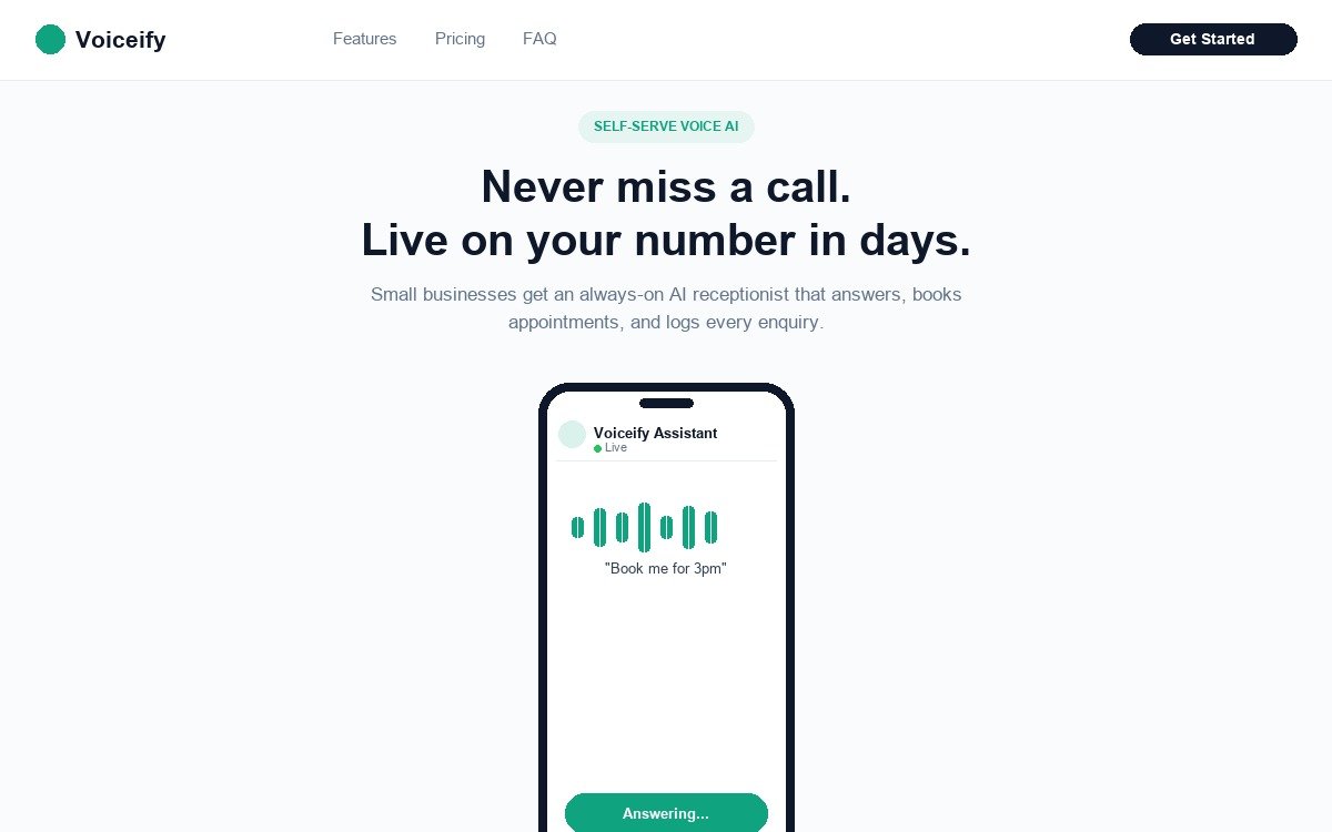 Voiceify self-serve voice AI